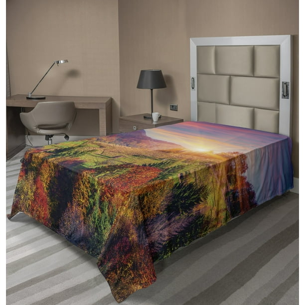 Ambesonne Nature Mountain Flat Sheet Top Sheet Decorative Bedding 6 Sizes